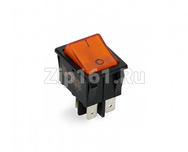 Кнопка универсальная биполярная желтого цвета 20A, 4 контакта 250V