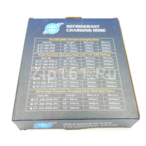 Шланг заправочный 1,2м 1/4 800-4000Psi комплект 3шт с вентилем